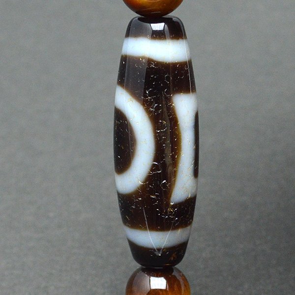 天地天珠・タイガーアイ(虎目石) - 12mm玉、サイズ17cm | 天然石