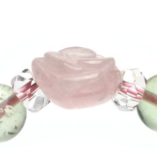 画像7: 薔薇彫刻ローズクォーツ(紅水晶)、フローライト(蛍石)、カット水晶 - 8mm玉、サイズ15cm (7)
