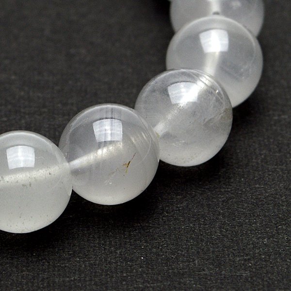 千層ホワイトファントムクォーツ - 11mm玉、サイズ17cm | 天然石