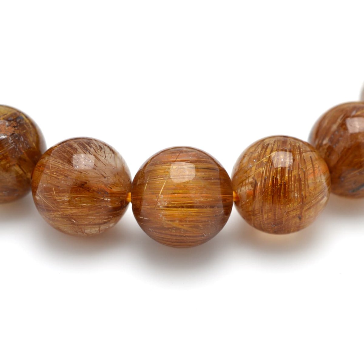 画像5: オレンジキャッツアイルチルクォーツ(5Aランク) - 11~12mm玉、サイズ17cm (5)