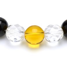 画像3: シトリン(黄水晶)、オニキス、カット水晶 - 10mm玉、サイズ17cm (3)