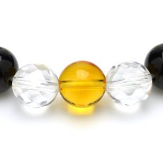画像4: シトリン(黄水晶)、オニキス、カット水晶 - 10mm玉、サイズ17cm (4)