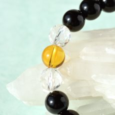 画像9: シトリン(黄水晶)、オニキス、カット水晶 - 10mm玉、サイズ17cm (9)