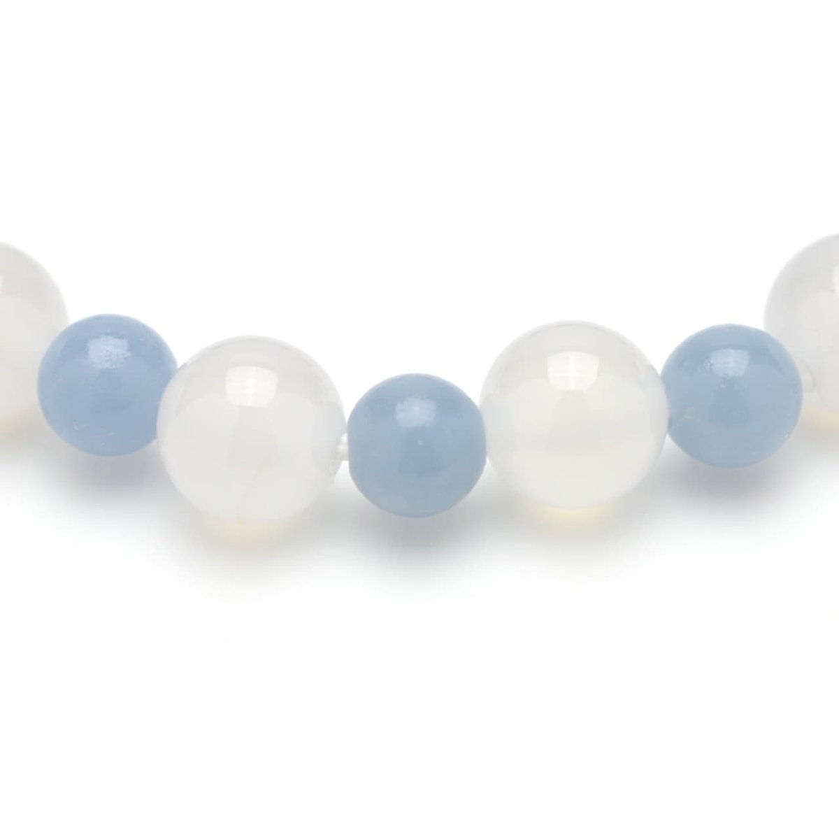 画像4: ホワイトカルセドニー、エンジェライト - 8mm玉、サイズ15.5cm (4)