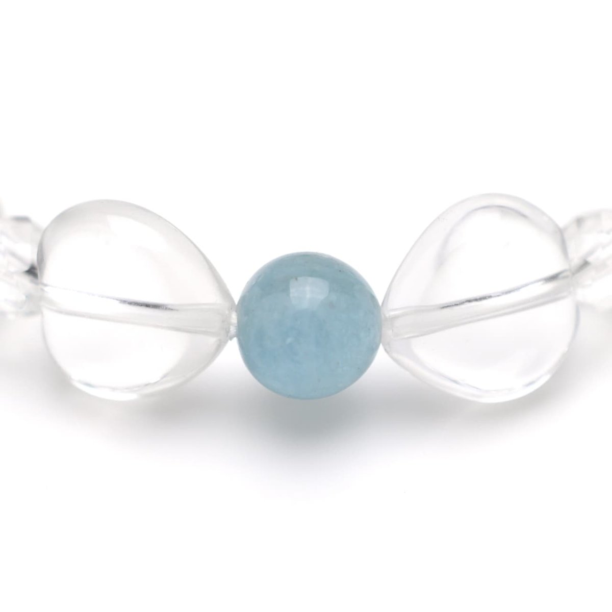 画像3: アクアマリン、ハート水晶 - 8mm玉、サイズ15cm (3)