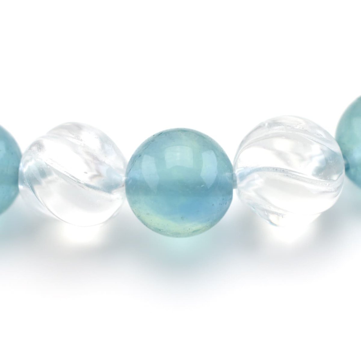 画像4: ブルーフローライト(蛍石)、カット水晶 - 8mm玉、サイズ15cm (4)