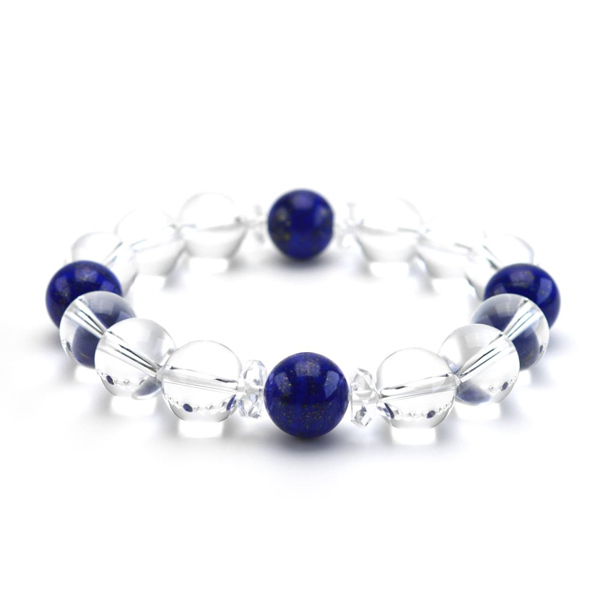 画像2: ラピスラズリ(瑠璃)(4Aランク)、水晶、カット水晶 - 12mm玉、サイズ17cm (2)