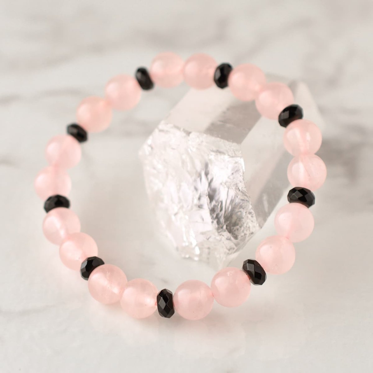 画像8: ローズクォーツ(紅水晶)、カットオニキス - 8mm玉、サイズ15cm (8)