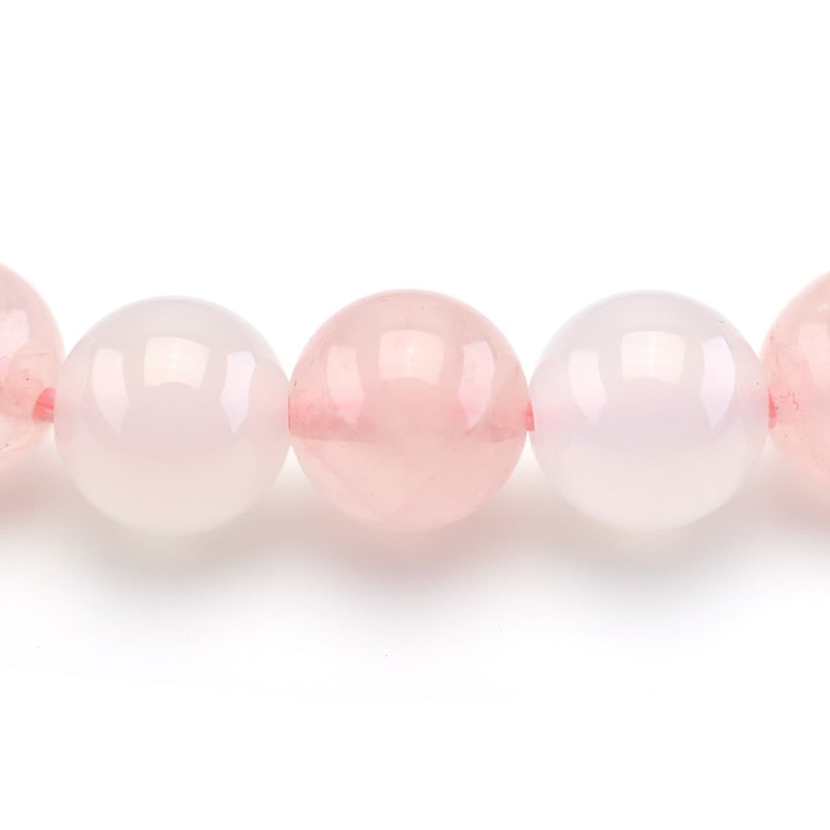 画像4: ローズクォーツ(紅水晶)、ホワイトカルセドニー - 8mm玉、サイズ15cm (4)