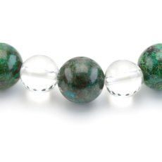 画像4: クリソコラ(グリーン系)、水晶、カット水晶 - 10mm玉、サイズ15cm (4)