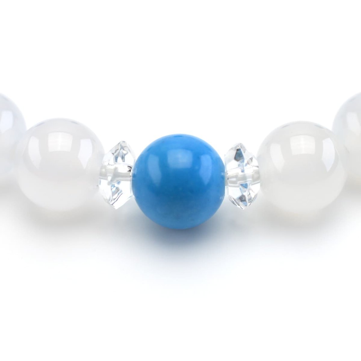 画像4: ターコイズ(練り)、ホワイトカルセドニー、カット水晶 - 8mm玉、サイズ15cm (4)