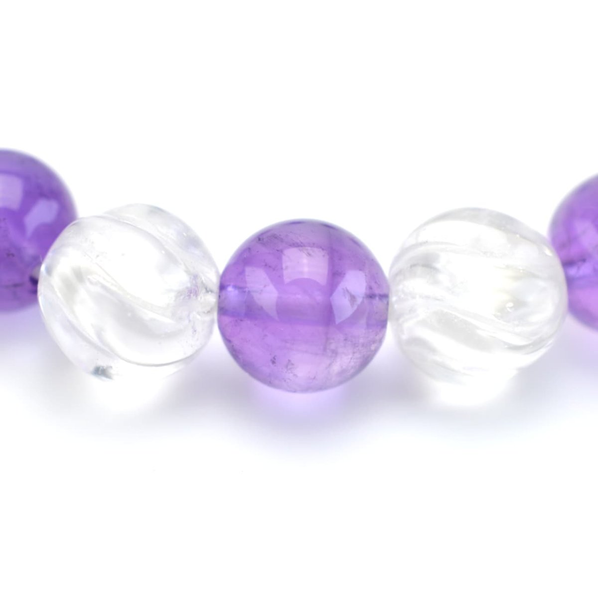 画像4: ラベンダーアメジスト(紫水晶)、カット水晶 - 8mm玉、サイズ15cm (4)