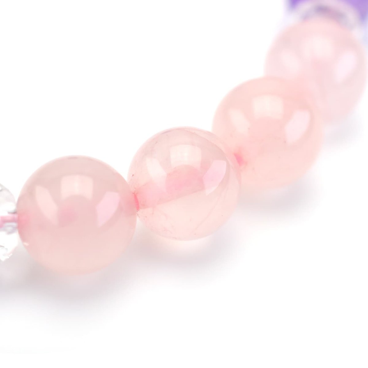 画像6: ローズクォーツ(紅水晶)、ラベンダーアメジスト(紫水晶)、カット水晶 - 8mm玉、サイズ15cm (6)