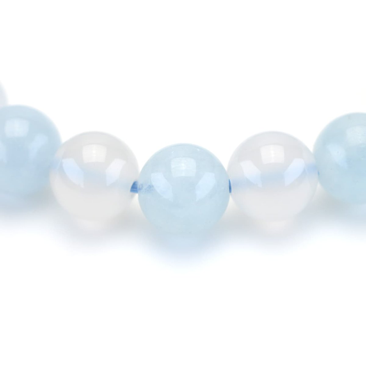 画像3: アクアマリン、ホワイトカルセドニー - 8mm玉、サイズ15cm (3)