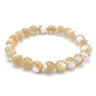 ホワイトコーラル(白珊瑚)(3Aランク) - 8mm玉、サイズ15.5cm | 天然石