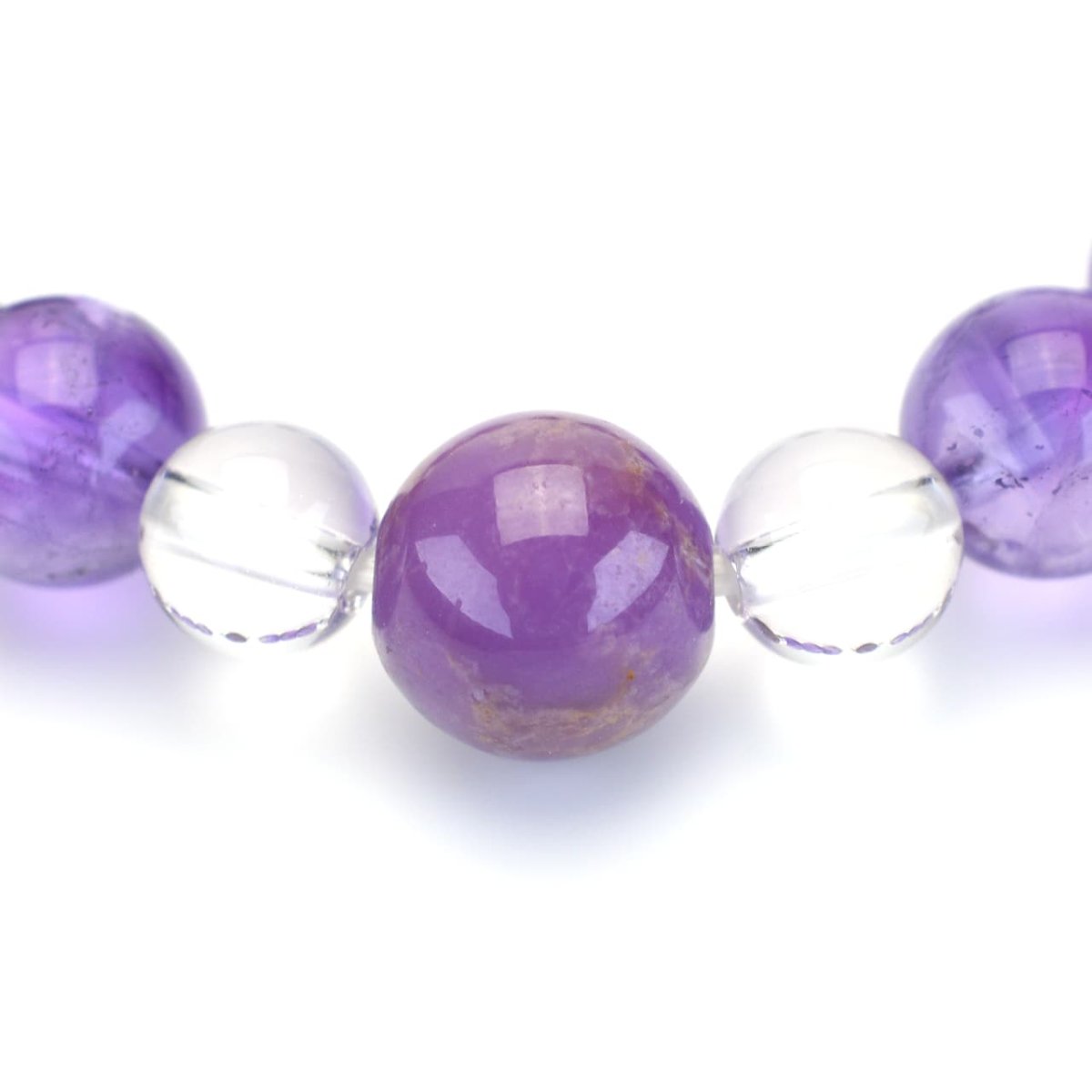 画像3: フォスフォシデライト、ラベンダーアメジスト(紫水晶)、水晶 - 9mm玉、サイズ15cm (3)