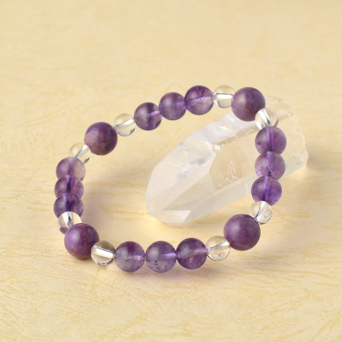 画像8: フォスフォシデライト、ラベンダーアメジスト(紫水晶)、水晶 - 9mm玉、サイズ15cm (8)