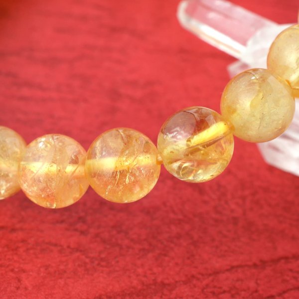 天然シトリン(黄水晶) - 8mm玉、サイズ15、17cm | 天然石ブレスレット