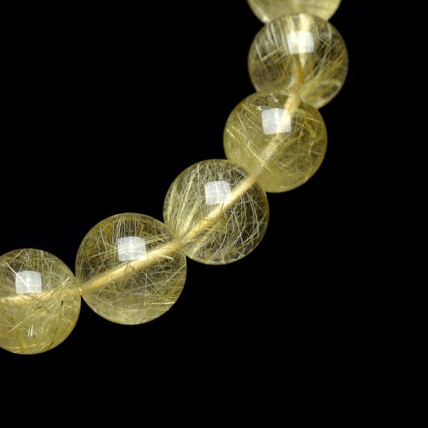 ゴールドルチルクォーツ(4Aランク) - 11.5mm玉、サイズ17cm | 天然石