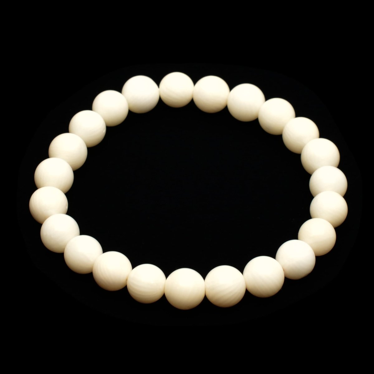 画像2: ホワイトコーラル(白珊瑚)(3Aランク) - 8mm玉、サイズ15.5cm (2)