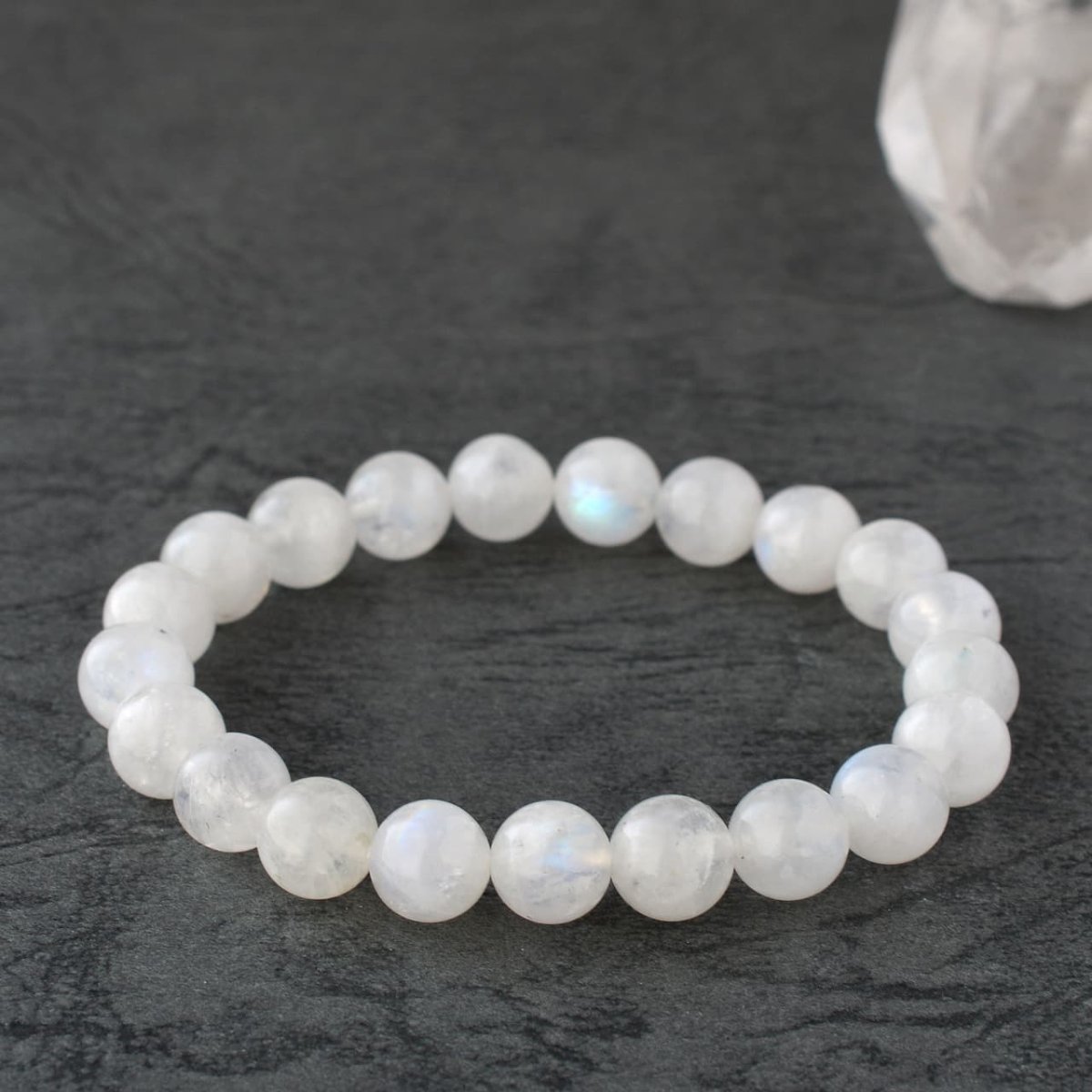 画像7: ムーンストーン(4Aランク) - 8mm玉、サイズ15cm (7)