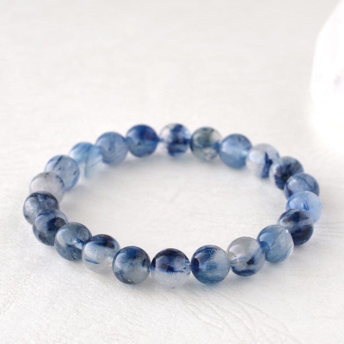 画像7: ブルールチルクォーツ(インディゴライトインクォーツ) - 8mm玉、サイズ15cm (7)