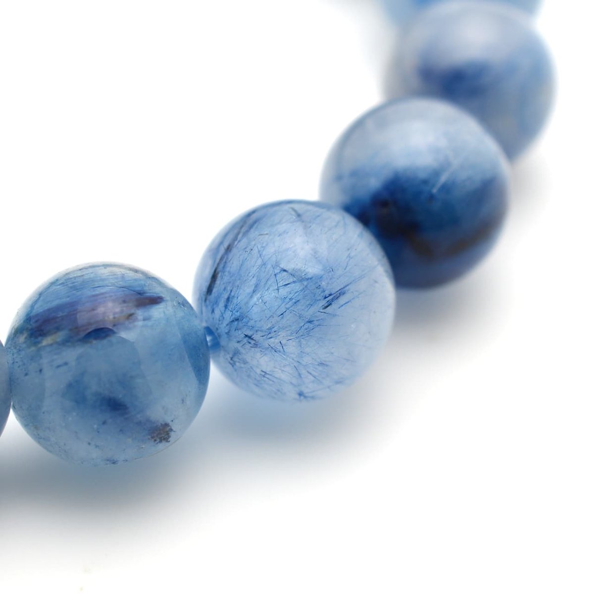 画像5: ブルールチルクォーツ(インディゴライトインクォーツ) - 8mm玉、サイズ15cm (5)