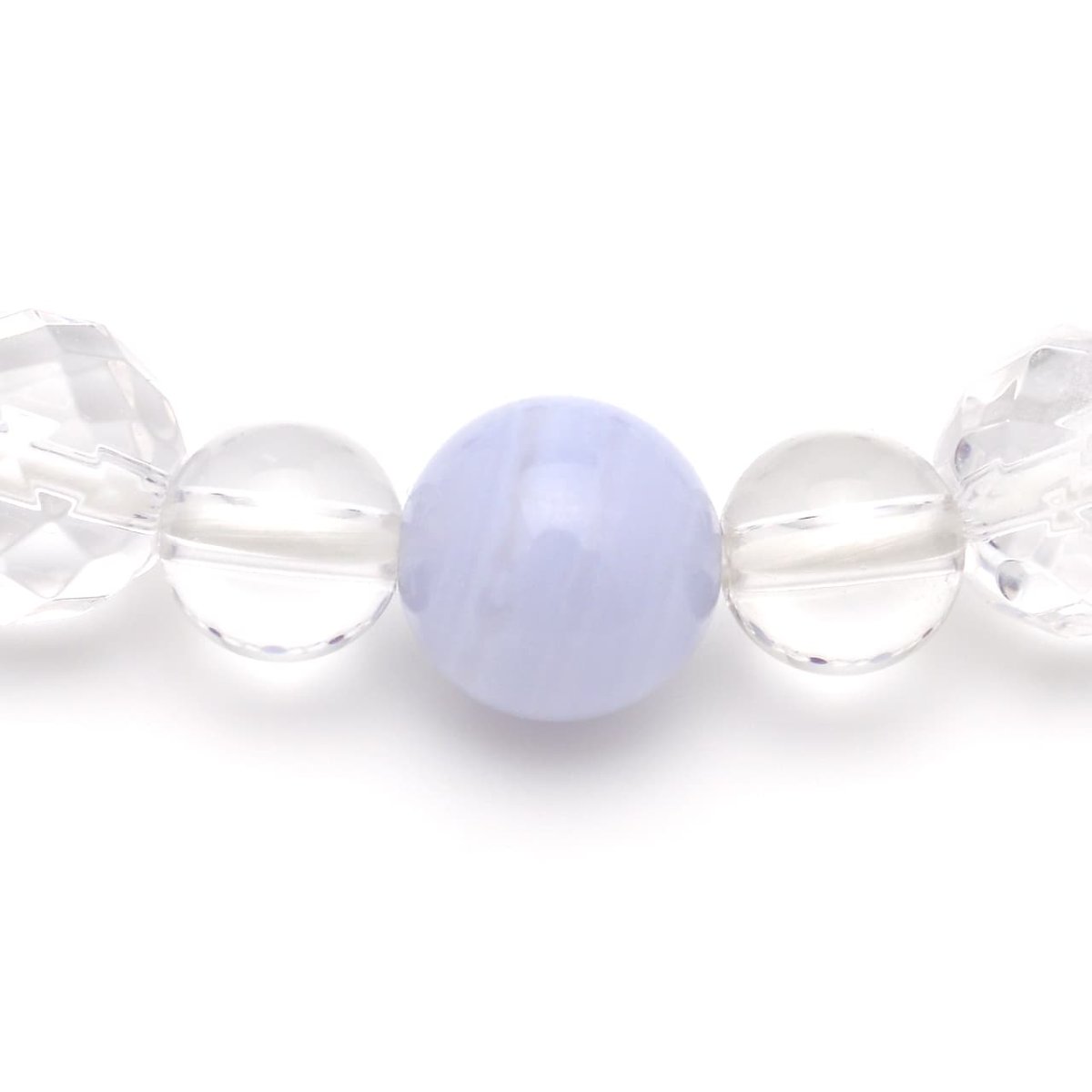 画像3: ブルーレースアゲート(5Aランク)、アメジスト(紫水晶)、カット水晶 - 8mm玉、サイズ15cm (3)