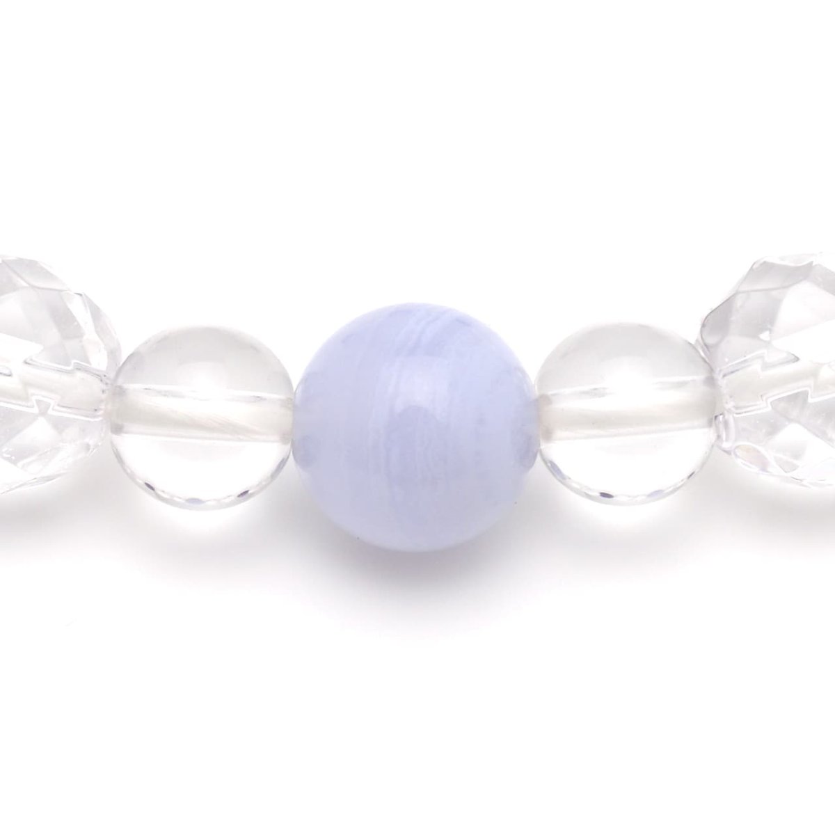画像4: ブルーレースアゲート(5Aランク)、アメジスト(紫水晶)、カット水晶 - 8mm玉、サイズ15cm (4)