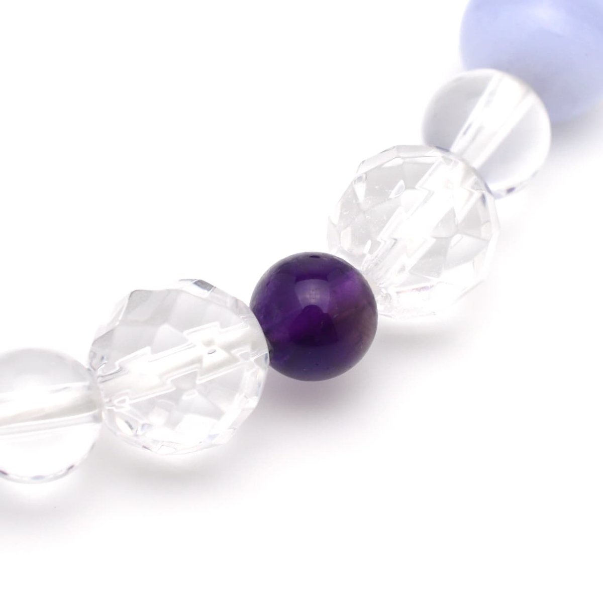 画像5: ブルーレースアゲート(5Aランク)、アメジスト(紫水晶)、カット水晶 - 8mm玉、サイズ15cm (5)
