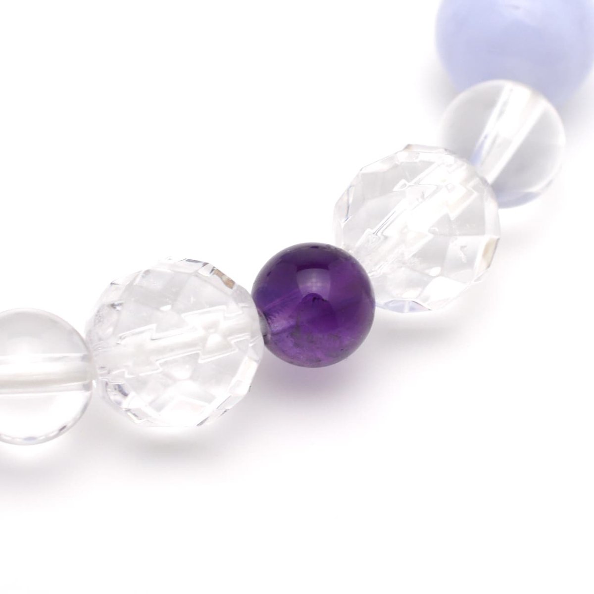 画像6: ブルーレースアゲート(5Aランク)、アメジスト(紫水晶)、カット水晶 - 8mm玉、サイズ15cm (6)