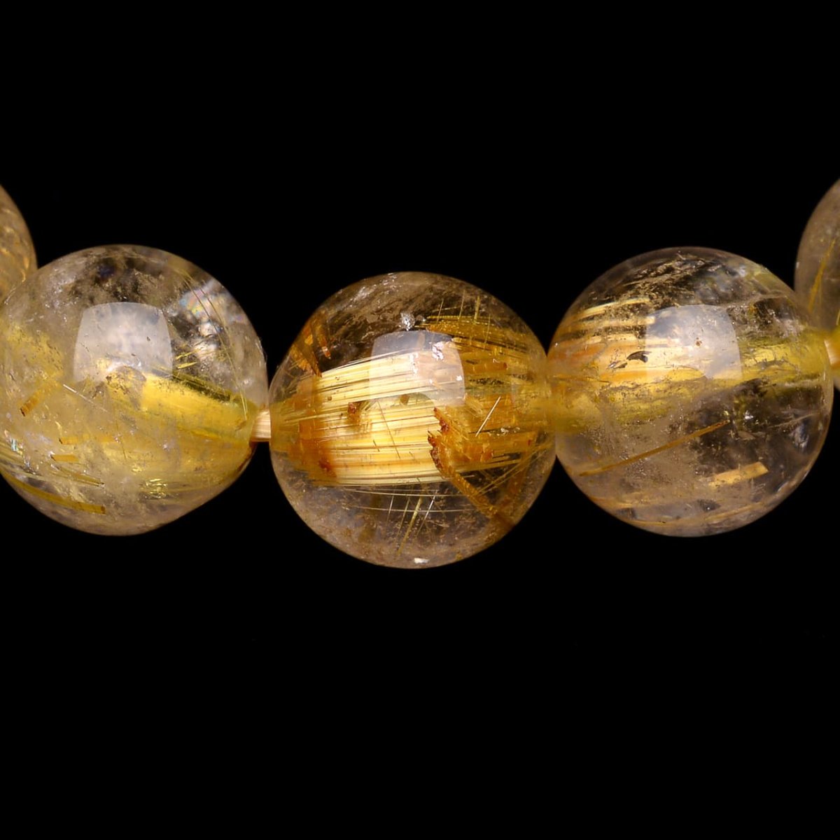 画像3: ゴールドタイチンルチルクォーツ - 10mm玉、サイズ16.5cm (3)