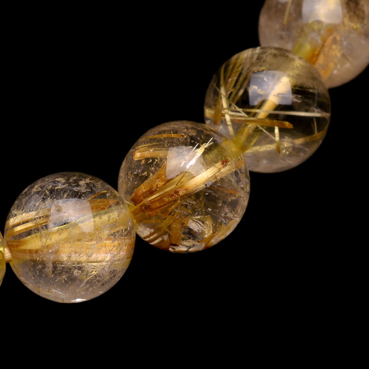 画像5: ゴールドタイチンルチルクォーツ - 10mm玉、サイズ16.5cm (5)