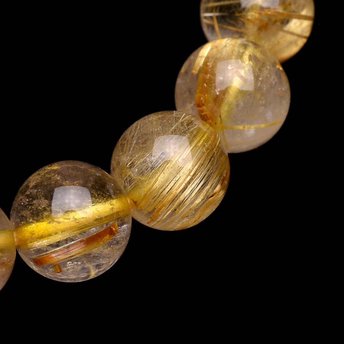 画像6: ゴールドタイチンルチルクォーツ - 10mm玉、サイズ16.5cm (6)