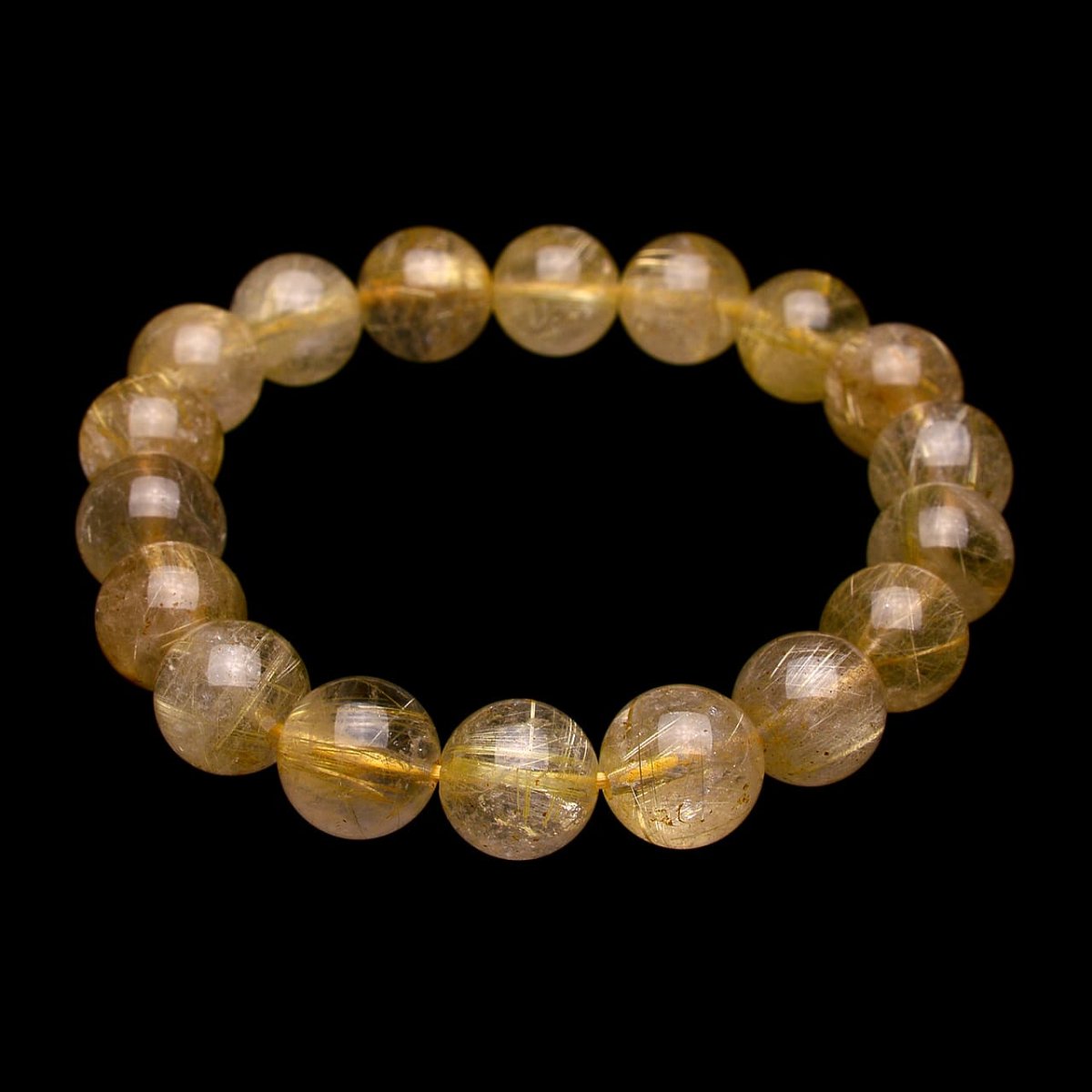 画像2: ゴールドルチルクォーツ - 11.5mm玉、サイズ17cm (2)