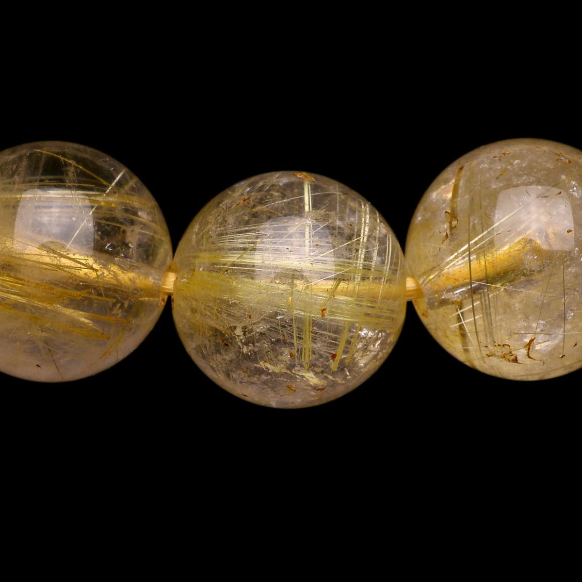 画像4: ゴールドルチルクォーツ - 11.5mm玉、サイズ17cm (4)