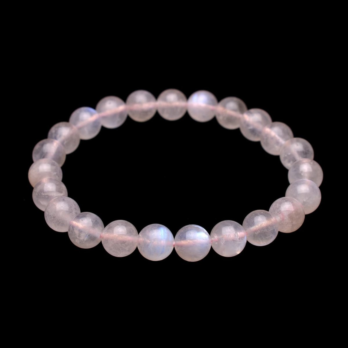 画像2: 天然ピンクムーンストーン - 8mm玉、サイズ15.5cm (2)