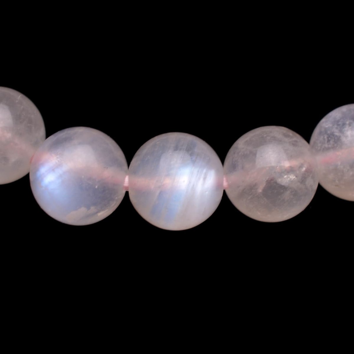 画像3: 天然ピンクムーンストーン - 8mm玉、サイズ15.5cm (3)