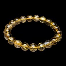 画像1: ゴールドタイチンルチルクォーツ - 9.5mm玉、サイズ17cm (1)