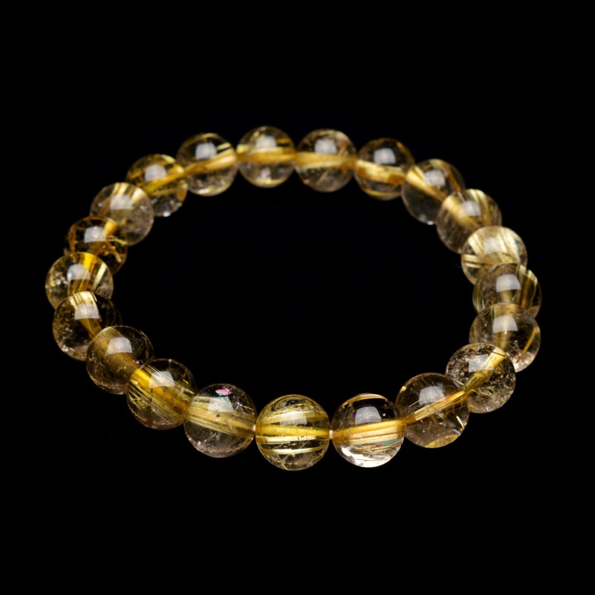画像2: ゴールドタイチンルチルクォーツ - 9.5mm玉、サイズ17cm (2)