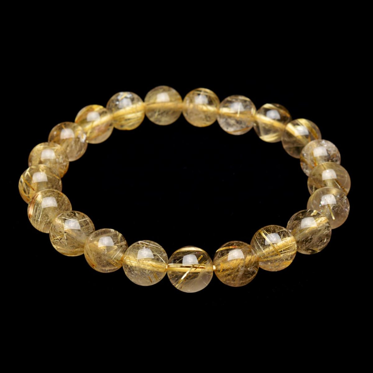 画像2: ゴールドタイチンルチルクォーツ - 9mm玉、サイズ16cm (2)