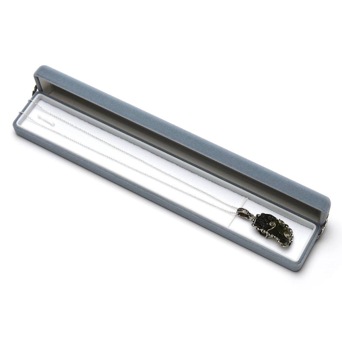 画像7: モルダバイト - 約8g、シルバー925あずきチェーン45cm【ケース付】 (7)