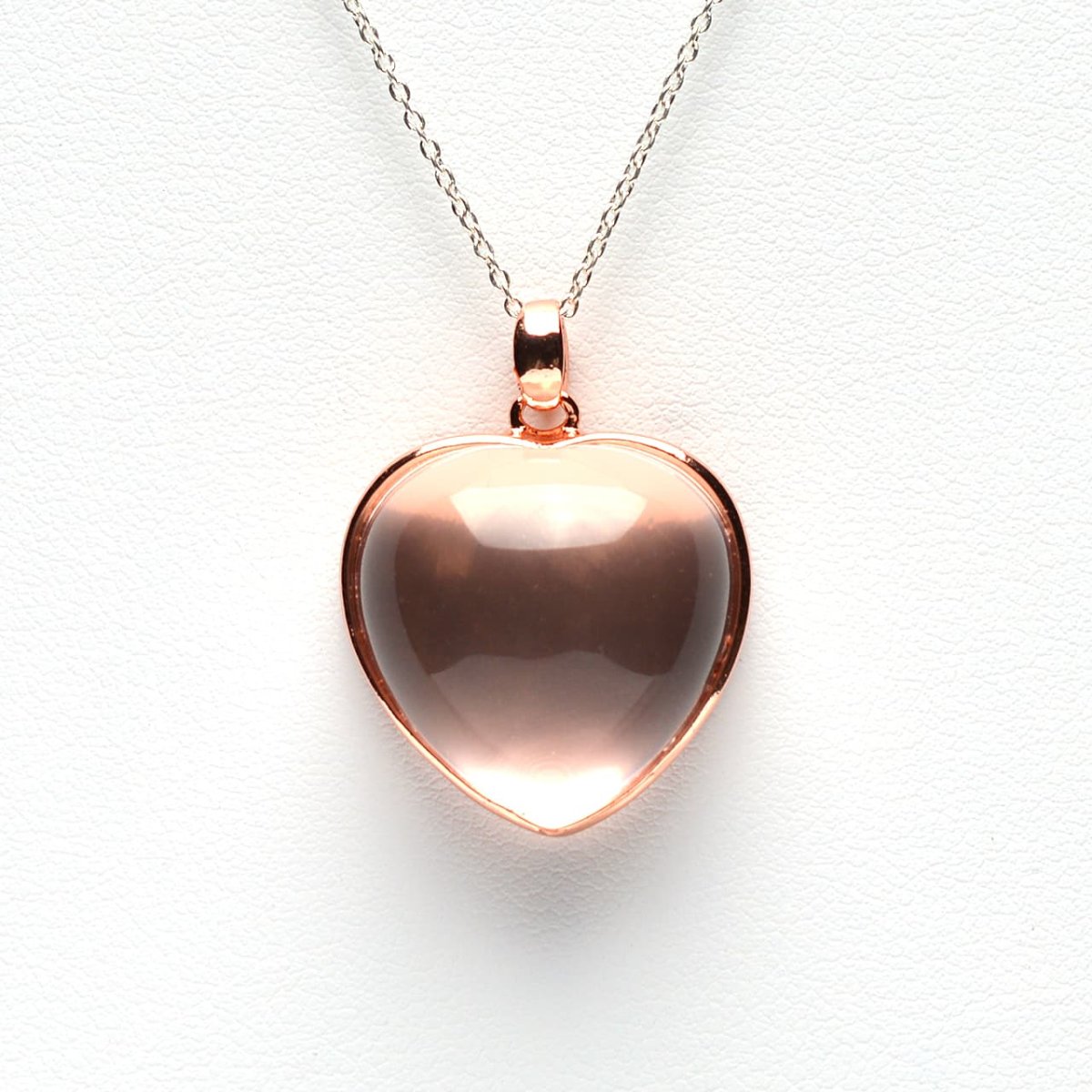 画像3: スターローズクォーツ(紅水晶) - ハート型、約11g、シルバー925あずきチェーン45cm【ケース付】 (3)