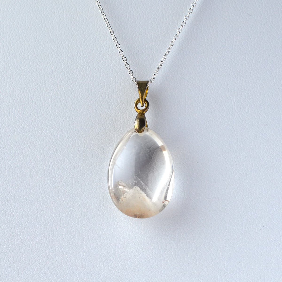 画像3: ホワイトファントムクォーツ - 約5g、シルバー925あずきチェーン45cm【ケース付】 (3)