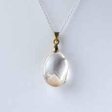 画像3: ホワイトファントムクォーツ - 約5g、シルバー925あずきチェーン45cm【ケース付】 (3)