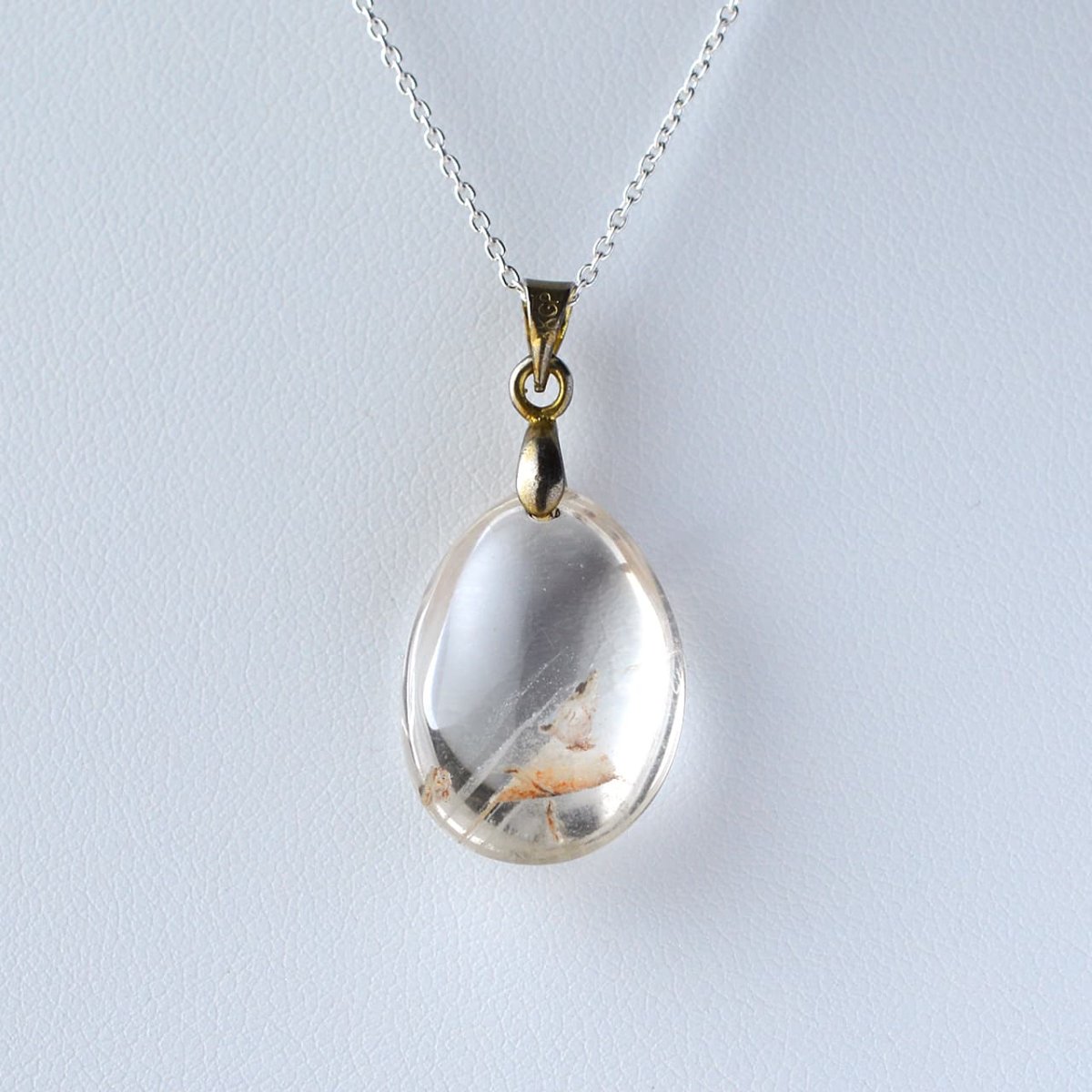 画像5: ホワイトファントムクォーツ - 約5g、シルバー925あずきチェーン45cm【ケース付】 (5)