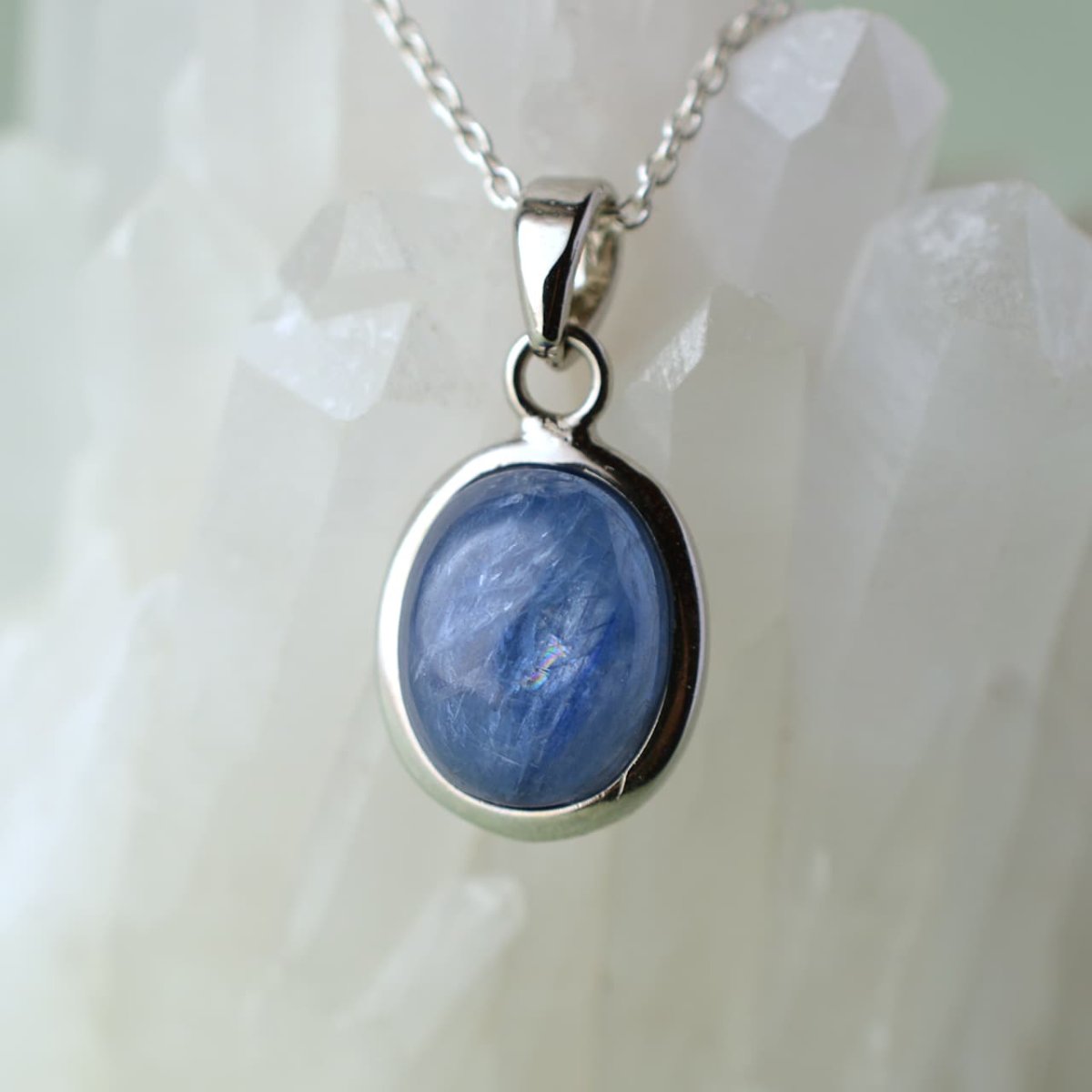 画像7: カイヤナイト - 約2g、シルバー925あずきチェーン45cm【ケース付】 (7)