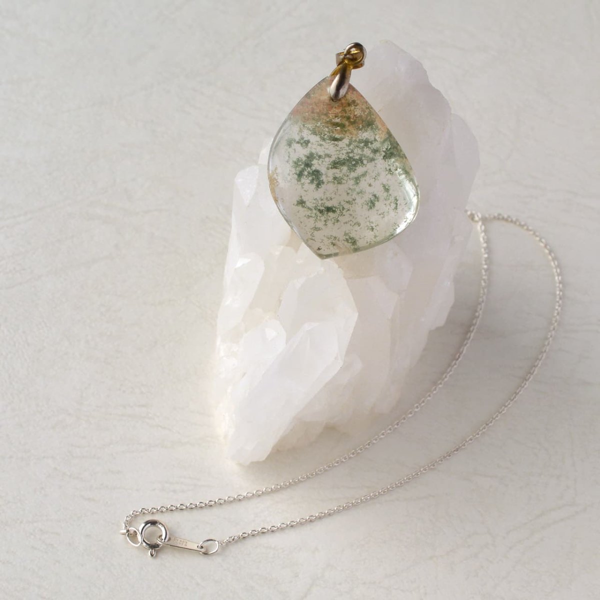 画像8: ガーデンクォーツ - 約12g、シルバー925あずきチェーン45cm【ケース付】 (8)