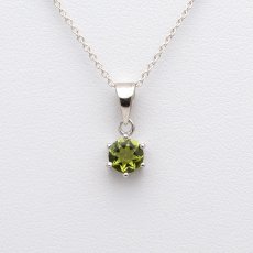 画像3: ペリドット(宝石質3A) - ラウンドファセットカット、約0.7g、シルバー925あずきチェーン45cm【ケース付】 (3)