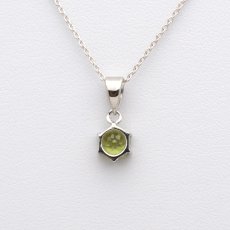 画像5: ペリドット(宝石質3A) - ラウンドファセットカット、約0.7g、シルバー925あずきチェーン45cm【ケース付】 (5)